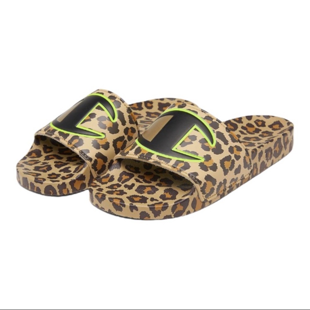 Champion Leopard Slides
